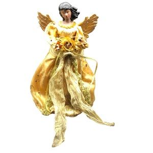 Beautiful Black Angel Tree Topper 11.5" x 7" Christmas Holidays Keepsake